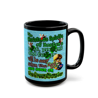 christmas spirits of boston - Black Mug (faded blue)