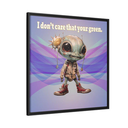 I don't care that your green - framed canvas art (light blue-pink wave)