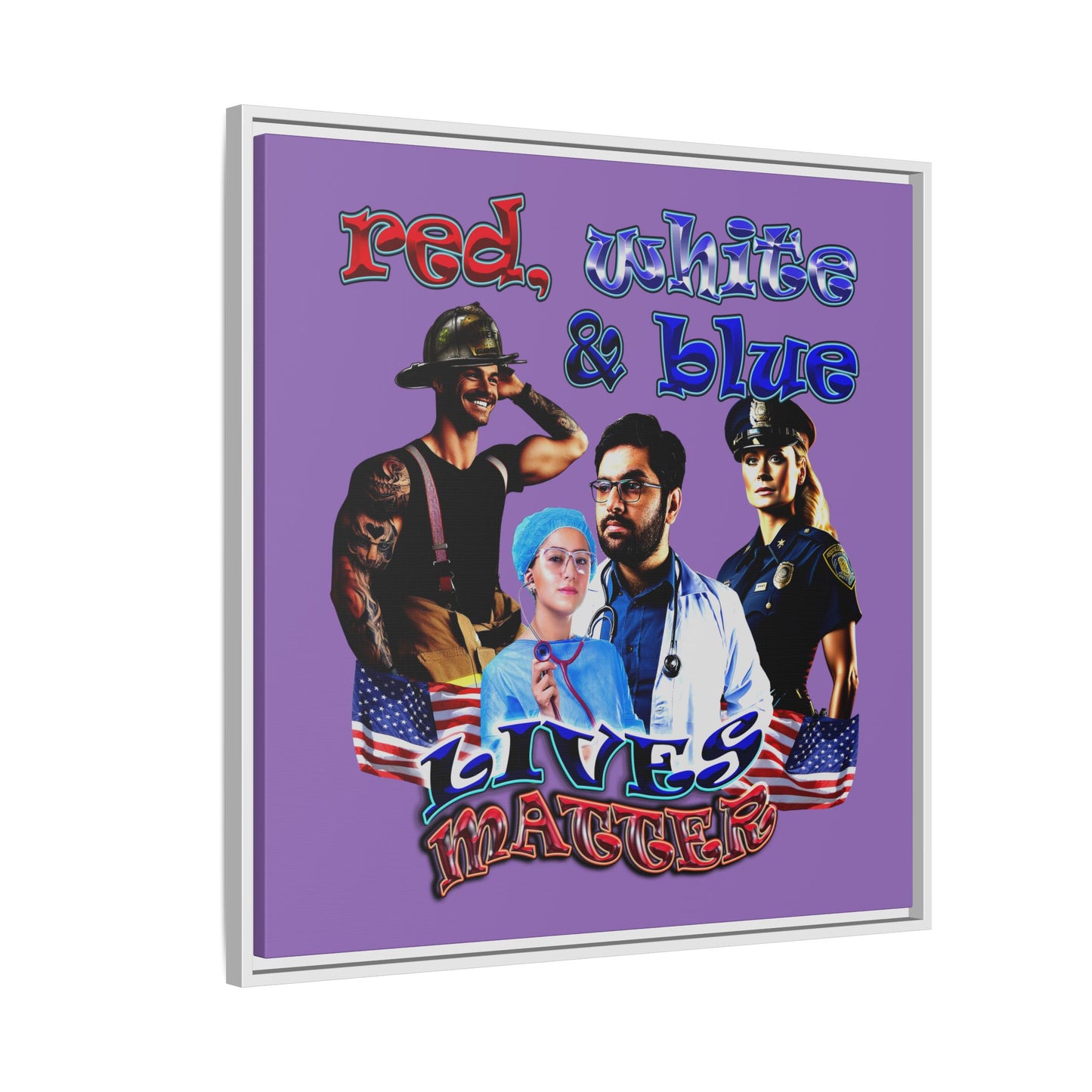 rw&b lives matter - framed canvas art (light purple)