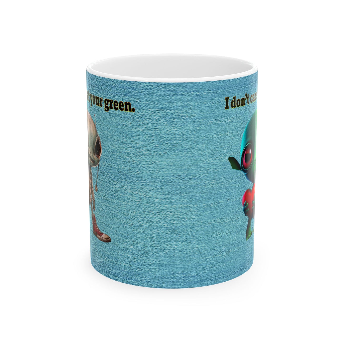 I don't care that your grey - White Mug (faded blue)