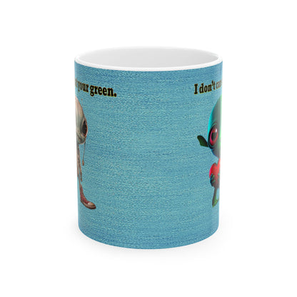 I don't care that your grey - White Mug (faded blue)