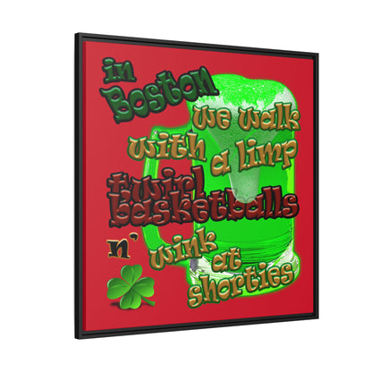 celtics logo - framed canvas art (dark red)