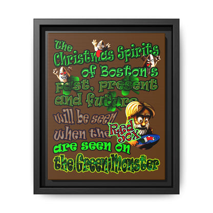 christmas spirits of boston - framed canvas art (brown)