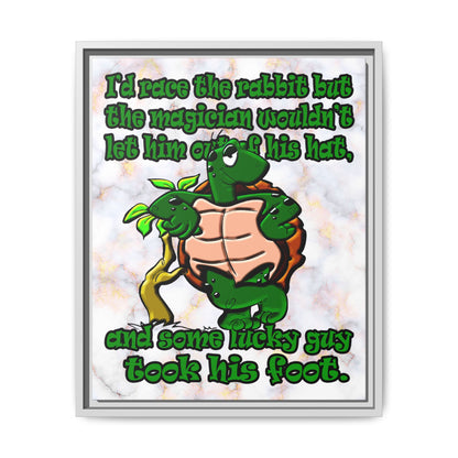 turtle race - framed canvas art (white marble)
