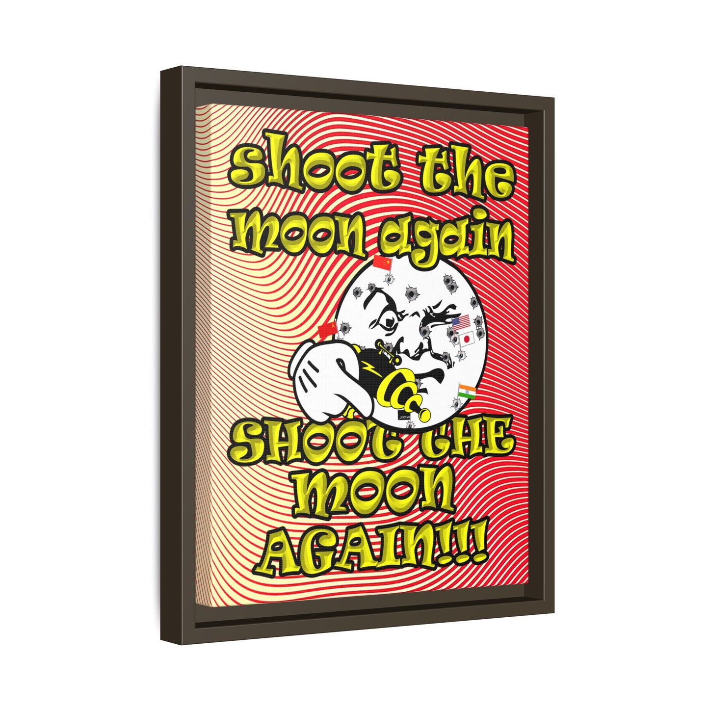 shoot the moon again - framed canvas art (yellow-orange wave)