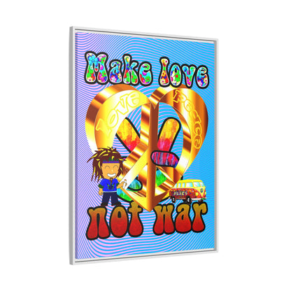 love peace - framed canvas art (light blue-purple wave)