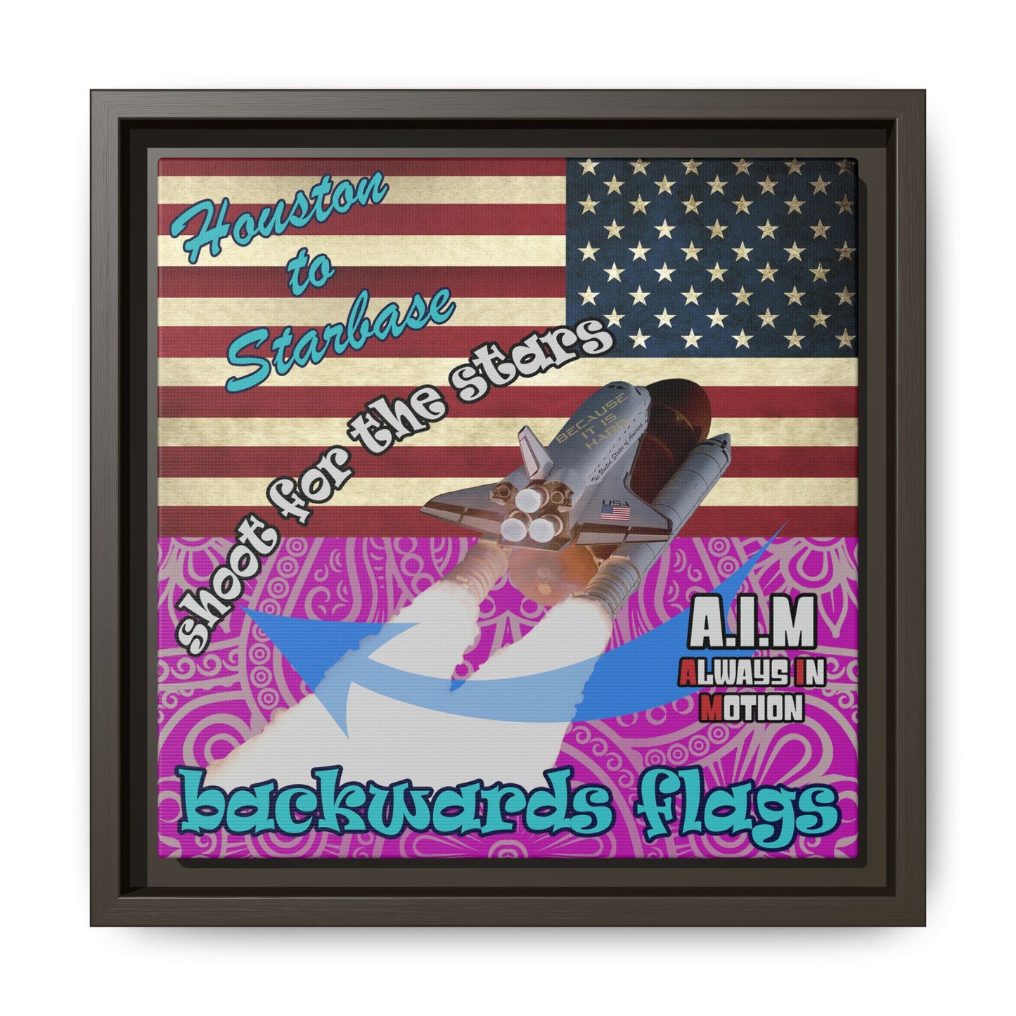 shoot for the stars - framed canvas art (pink swirl)