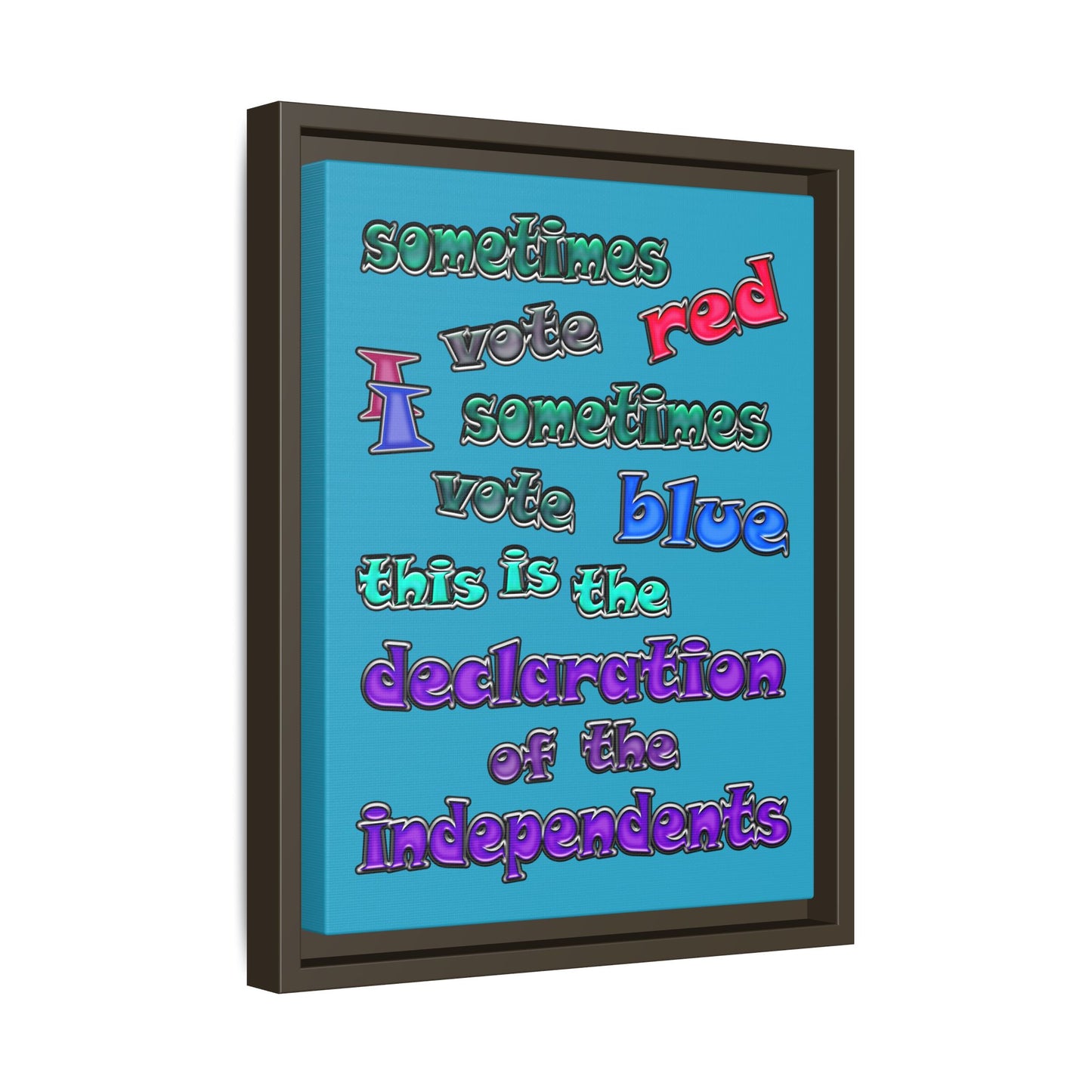 declaration of the independents - framed canvas art (turquoise)