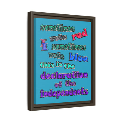 declaration of the independents - framed canvas art (turquoise)