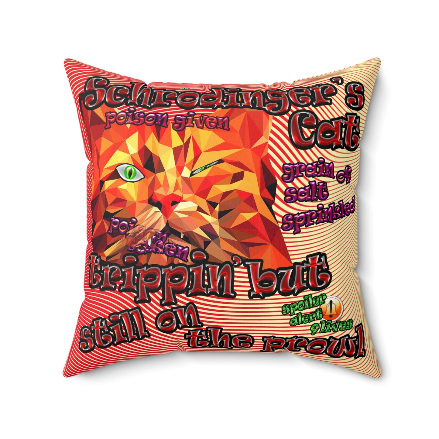 schrodinger's cat - Spun Polyester Square Pillow - (yellow-orange wave)