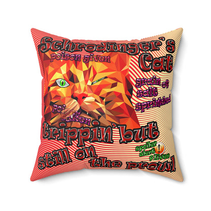 schrodinger's cat - Spun Polyester Square Pillow - (yellow-orange wave)
