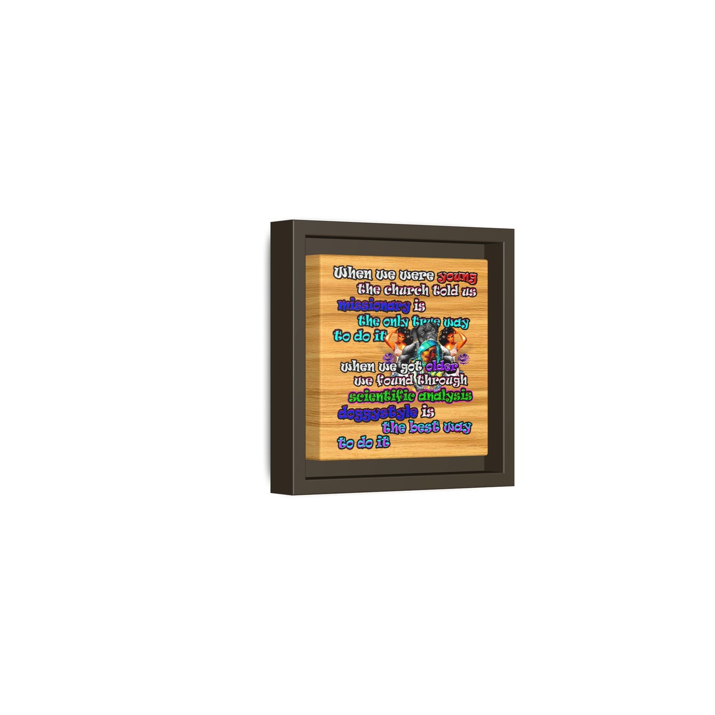 doggystyle - framed canvas art (butterscotch wood finish)
