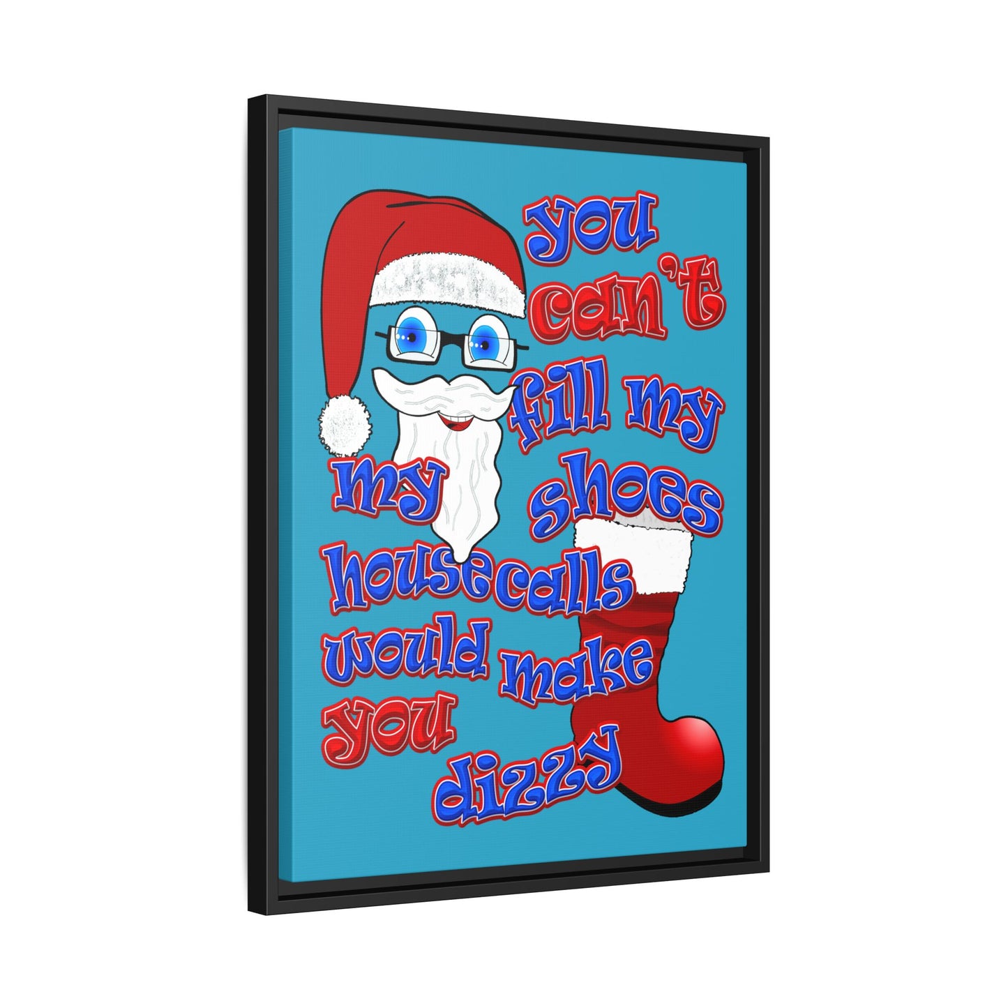 santa's shoes - framed canvas art (turquoise)