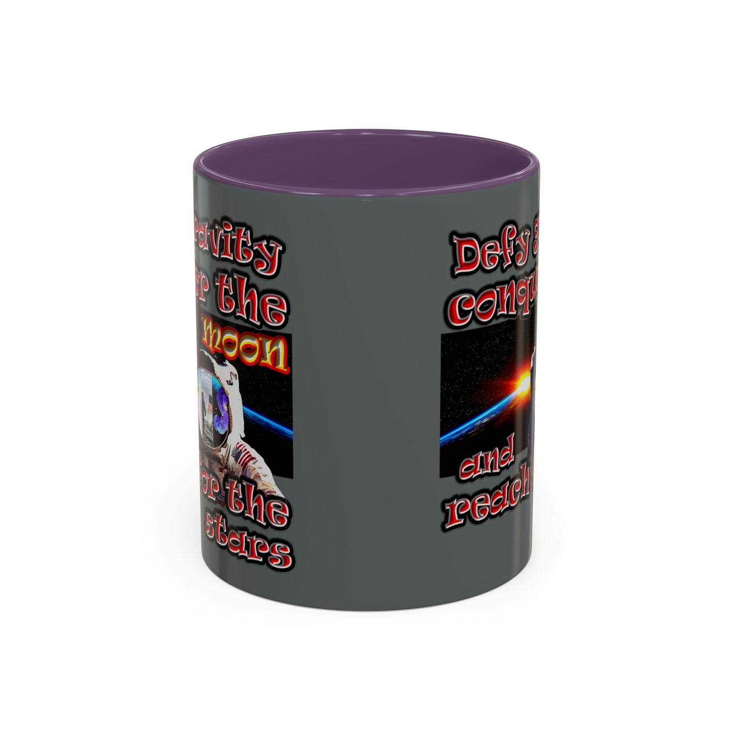 defy conquer reach - Accent Mug (dark grey)