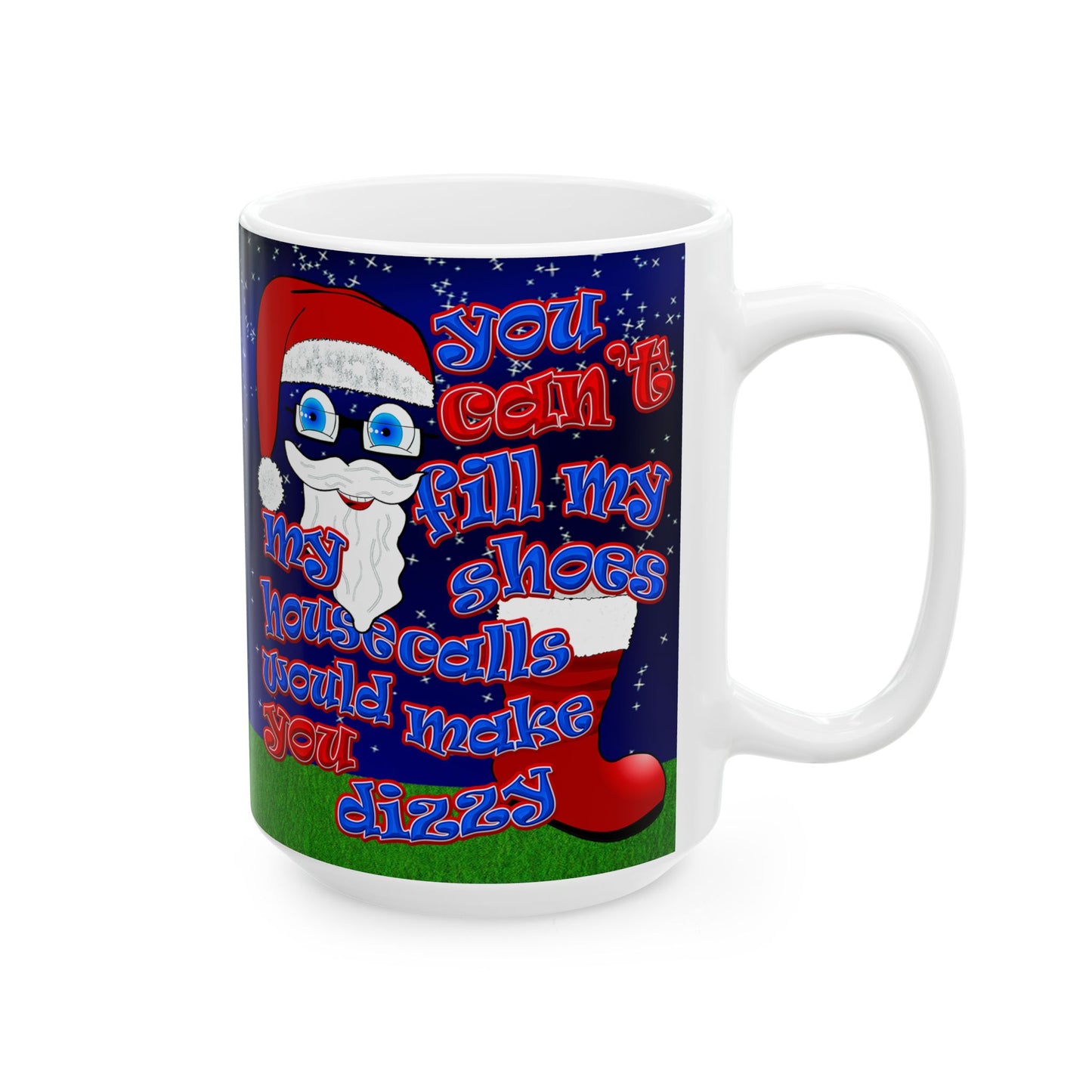 santa's shoes - White Mug ('snoops' background)