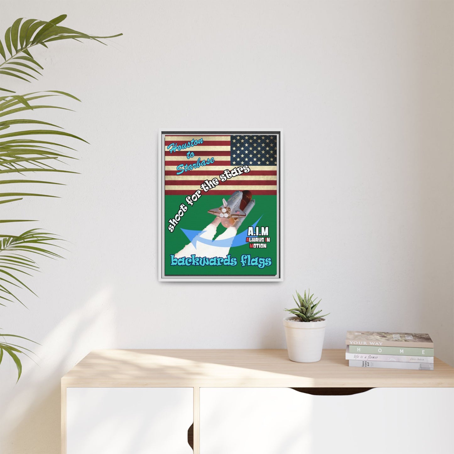 shoot for the stars - framed canvas art (dark green)