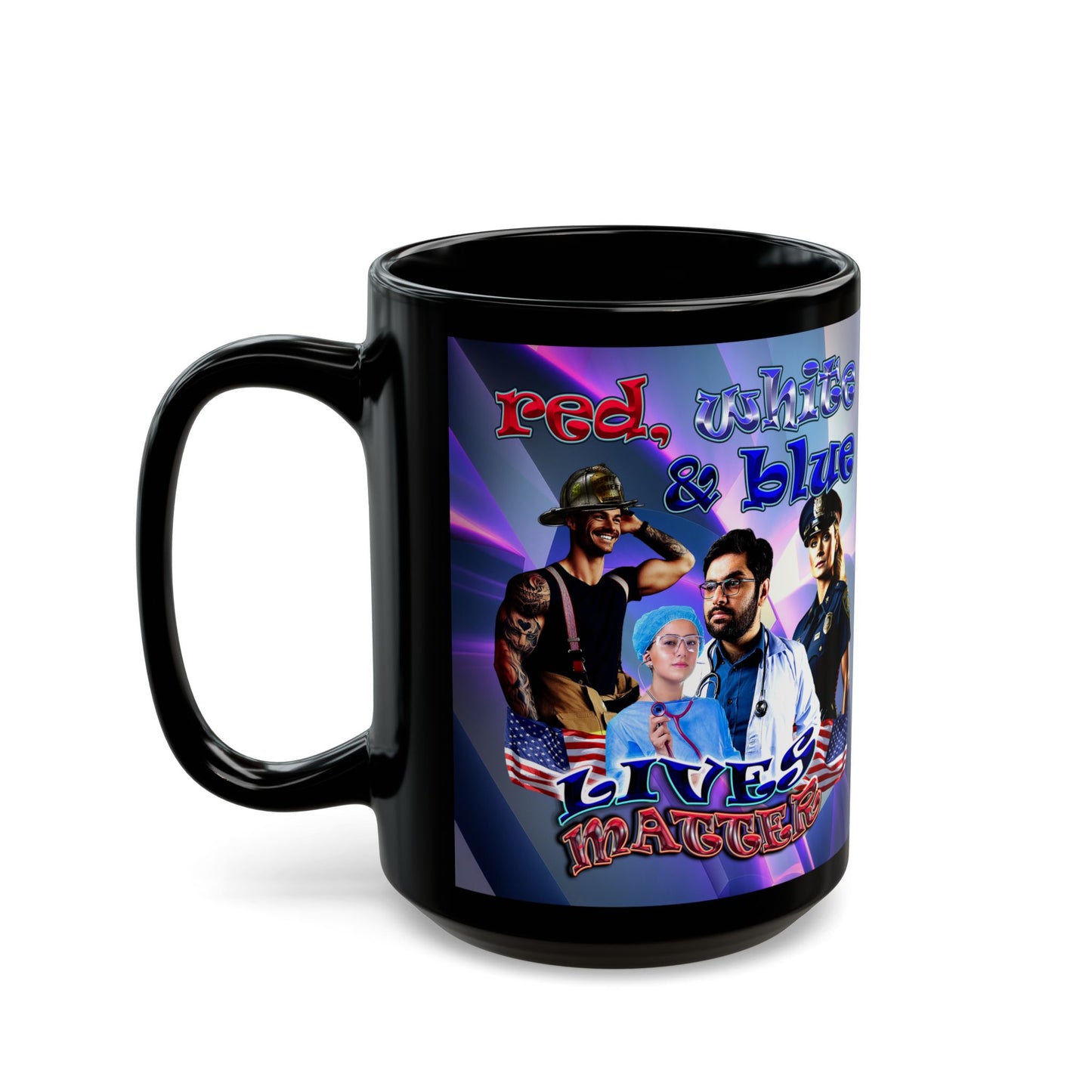 rw&b lives matter - Black Mug (grey-pink wave)