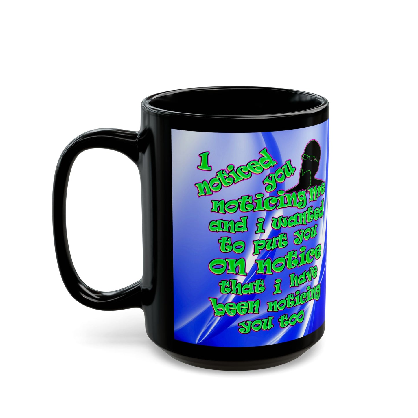 noticed you noticing - Black Mug (blue-white wave)