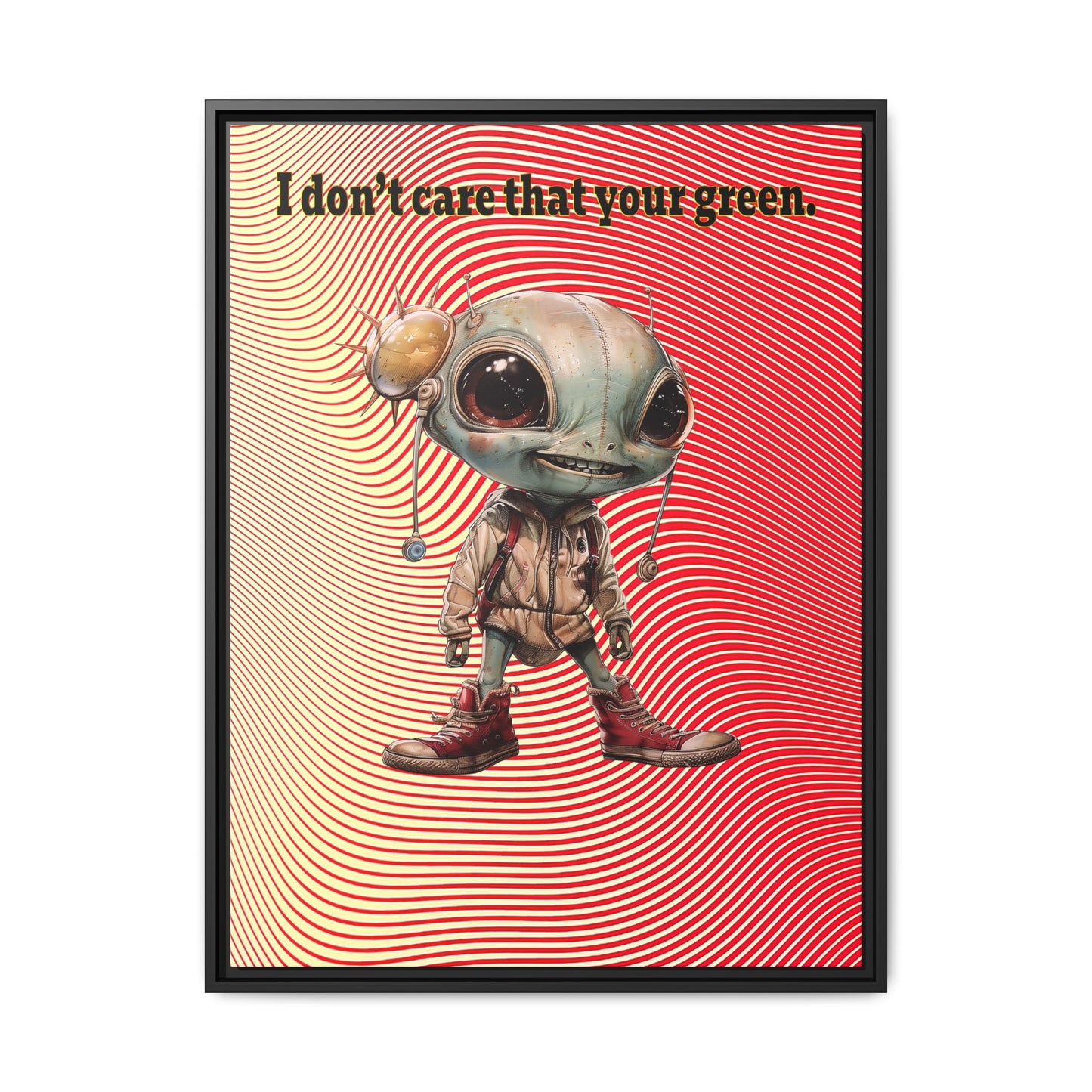 I don't care that your green - framed canvas art (yellow-orange wave)