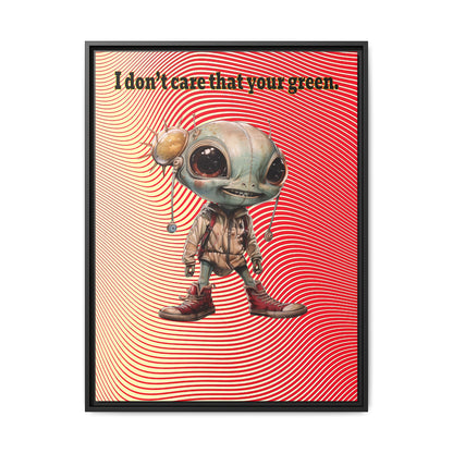 I don't care that your green - framed canvas art (yellow-orange wave)