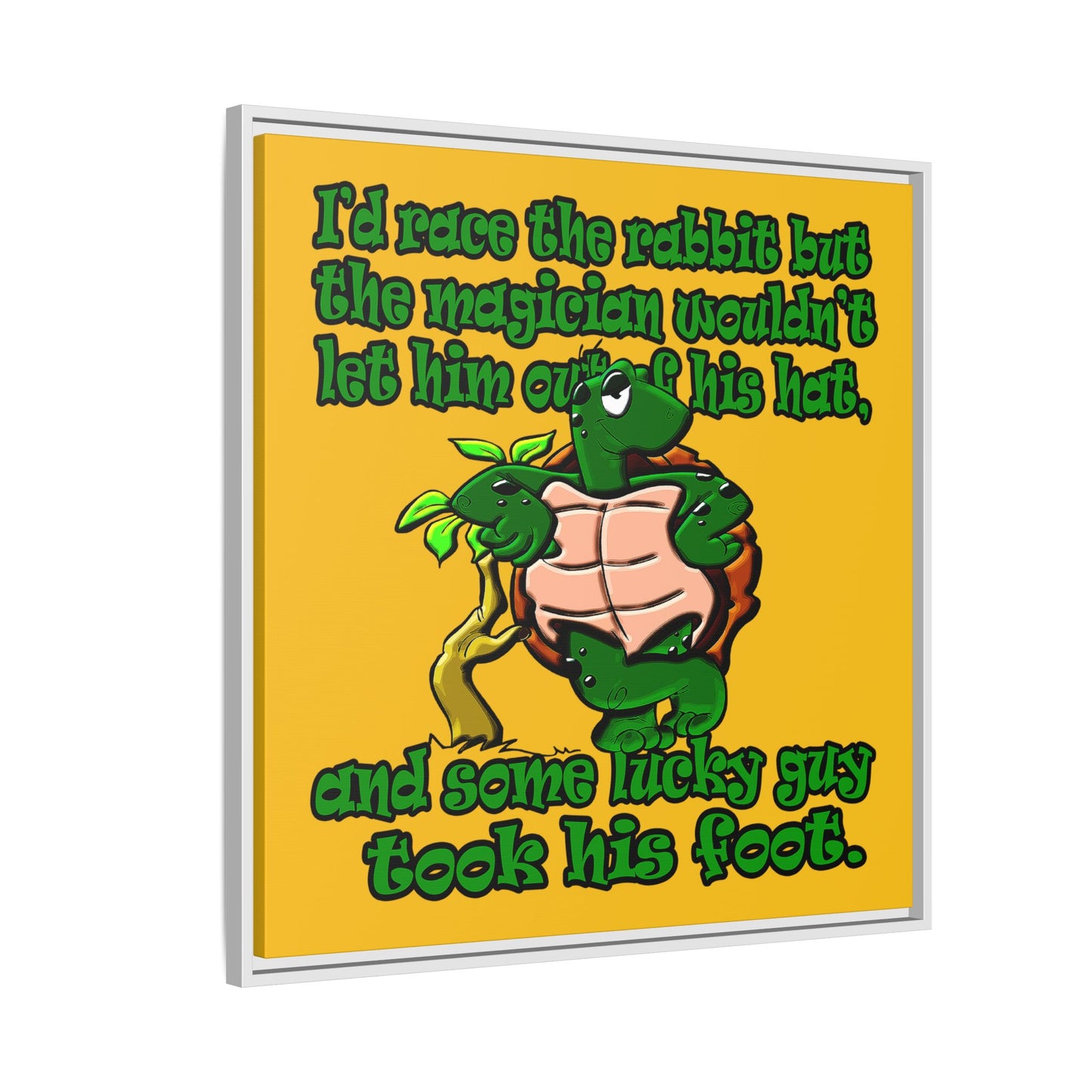 turtle race - framed canvas art (yellow)