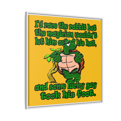 turtle race - framed canvas art (yellow)