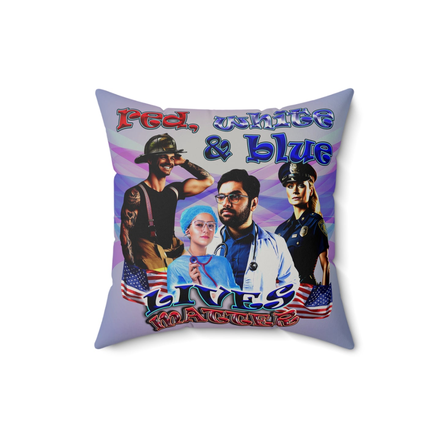 rw&b lives matter - Faux Suede Square Pillow - (light blue-pink wave)