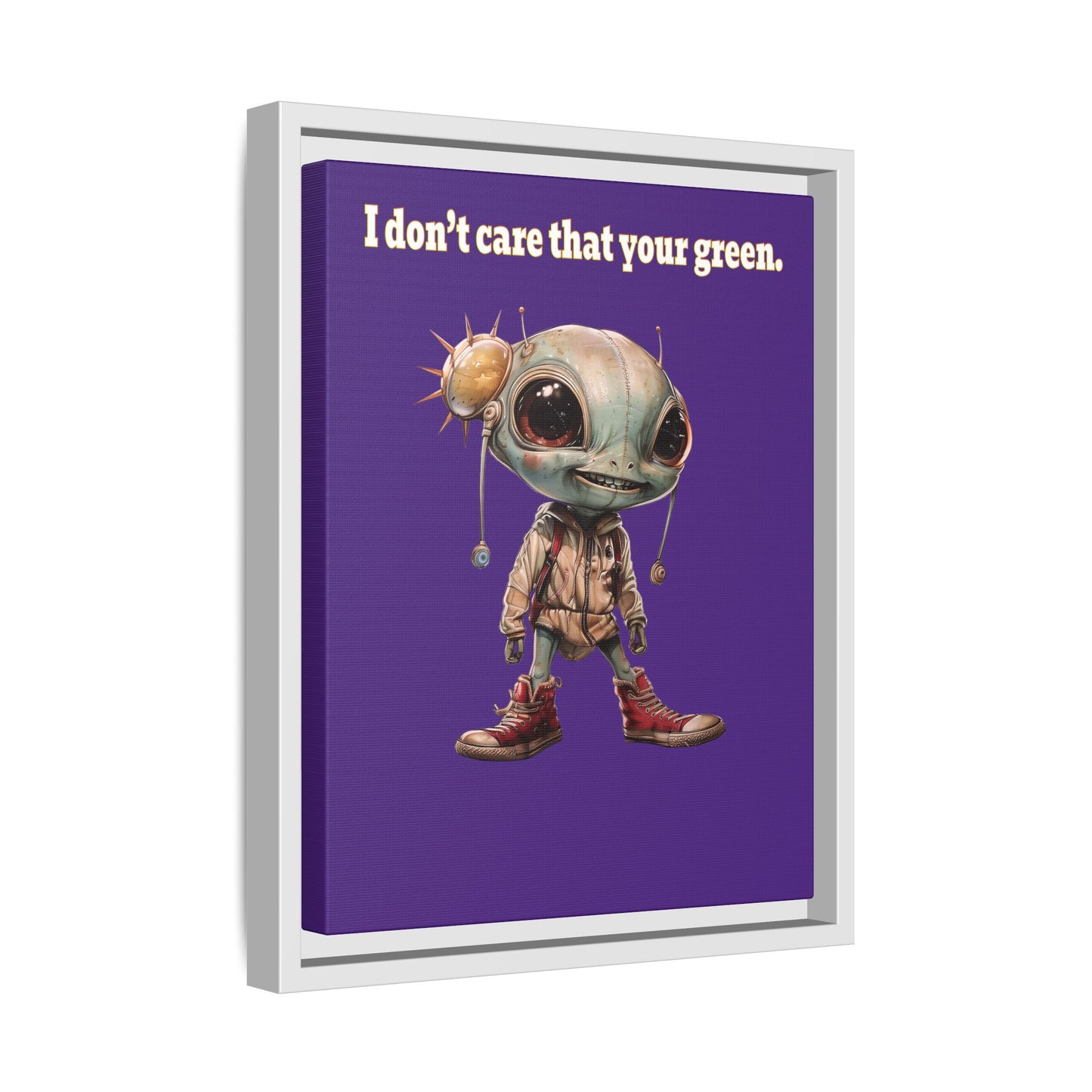 I don't care that your green - framed canvas art (purple)