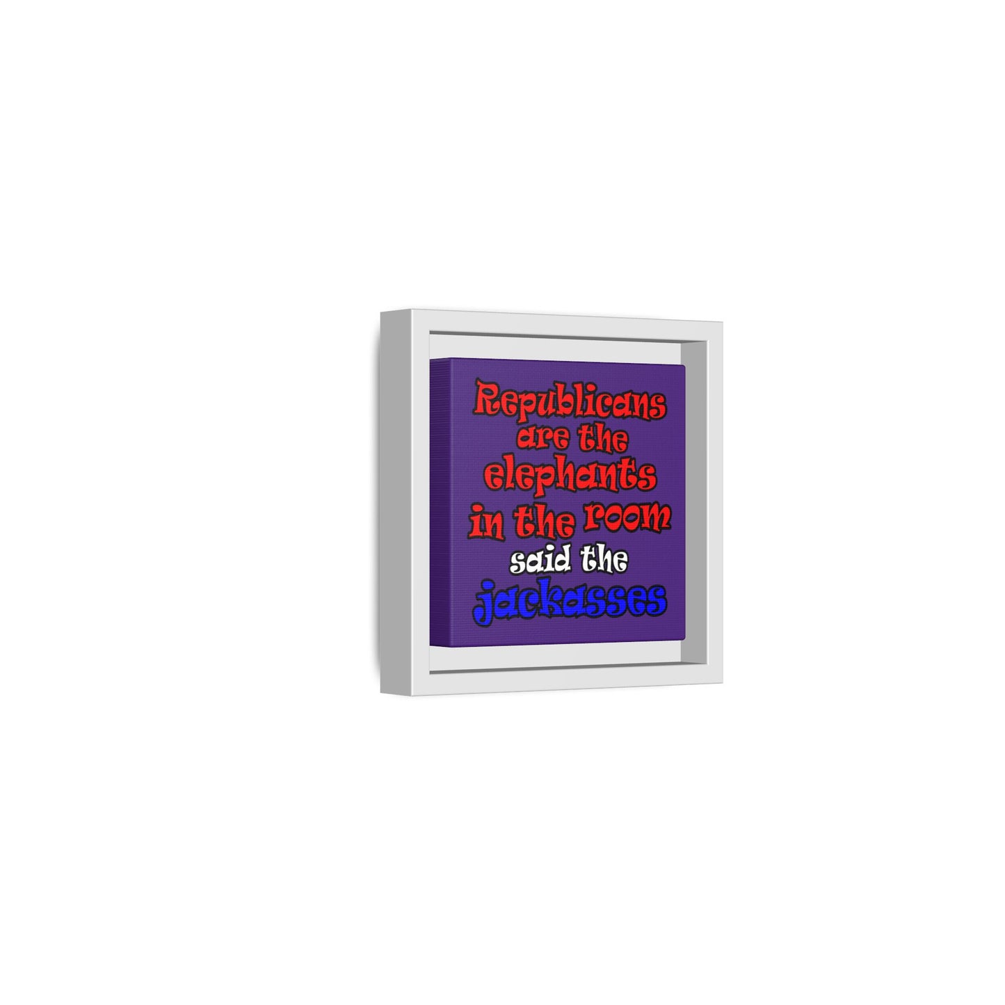 donkeys and elephants - framed canvas art (purple)