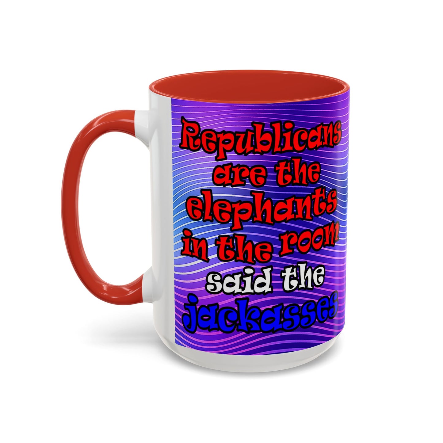donkeys and elephants - Accent Mug (purple wave)