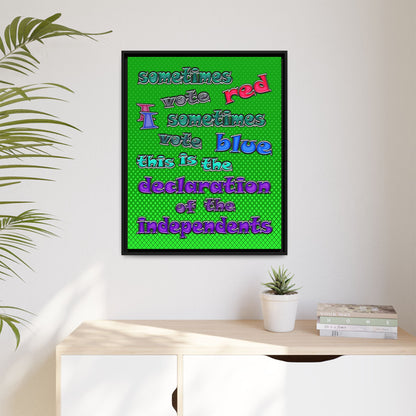 declaration of the independents - framed canvas art (logo green)