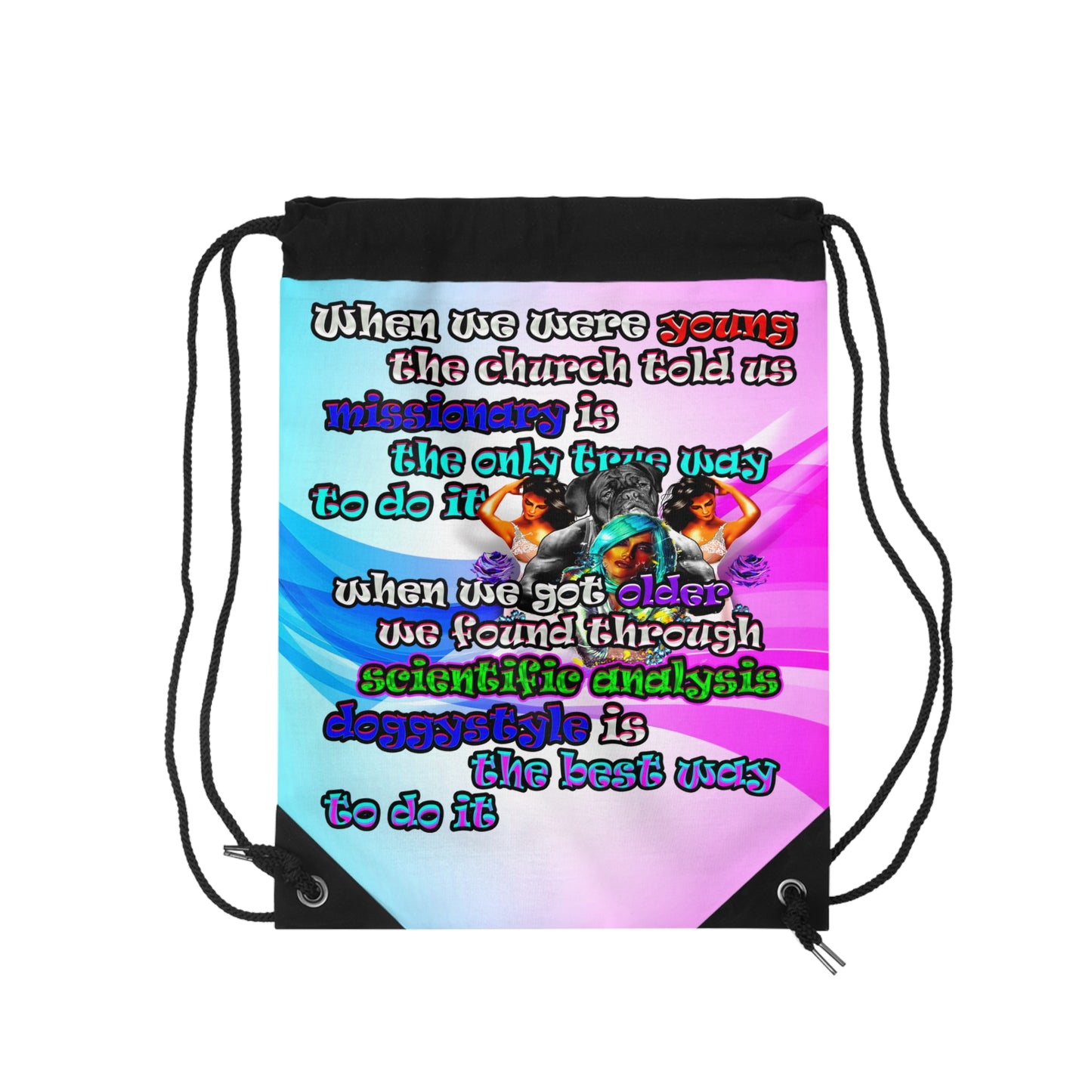 doggystyle - Drawstring Bag (light blue-pink wave)