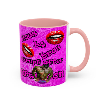 hoes b4 bros - Accent Mug (pink swirl)