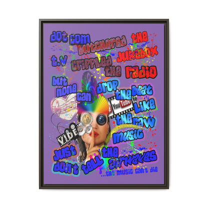 drop the beat - framed canvas art (light purple)
