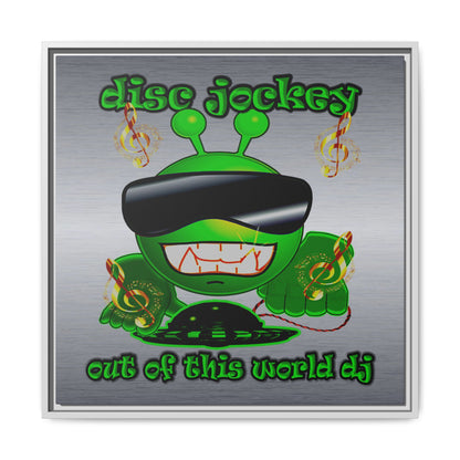disc jockey - framed canvas art (brushed nickel)