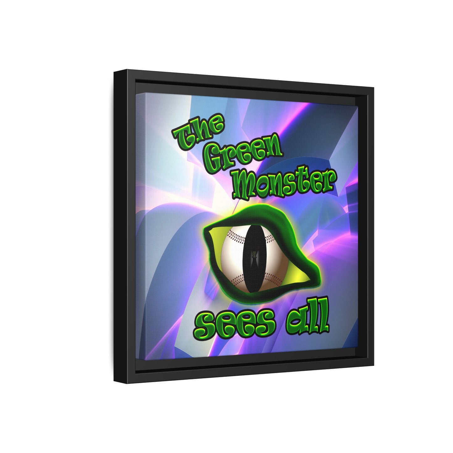 green monster - framed canvas art (grey-pink wave)