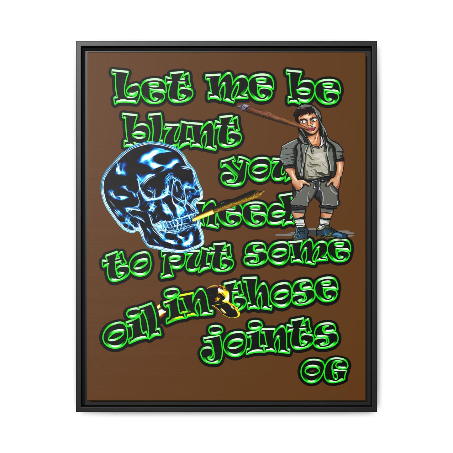 og - framed canvas art (brown)