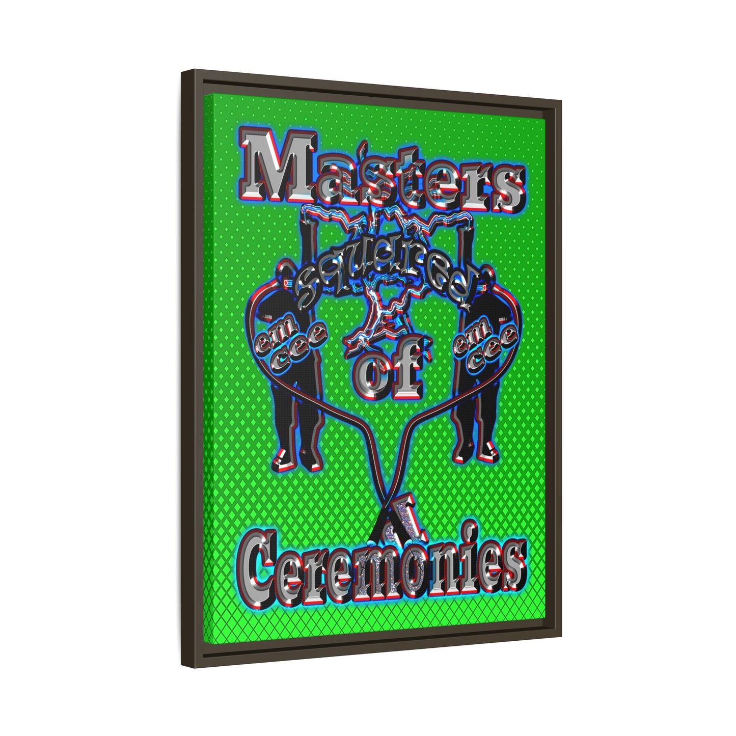 em cee squared - framed canvas art (logo green)