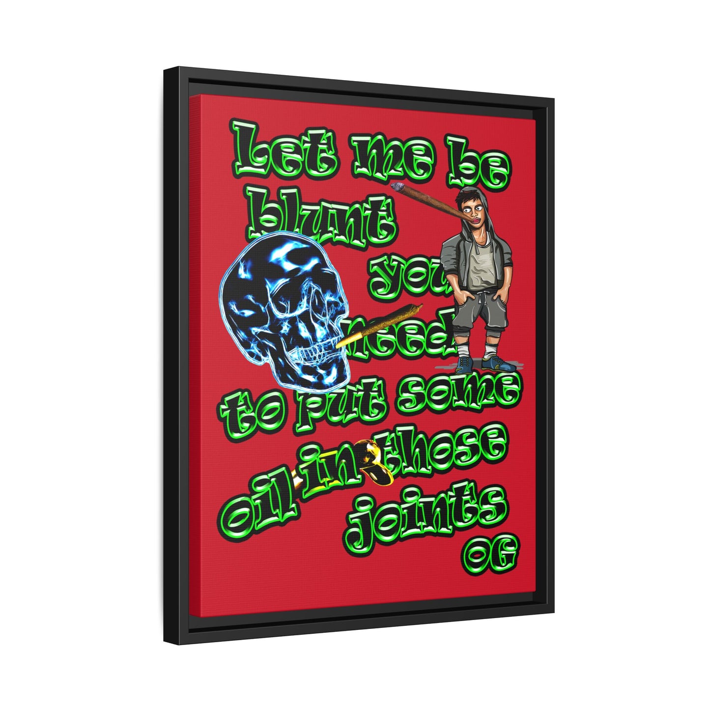 og - framed canvas art (dark red)