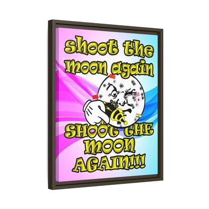 shoot the moon again - framed canvas art (light blue-pink wave)