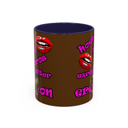 hoes b4 bros - Accent Mug (brown)