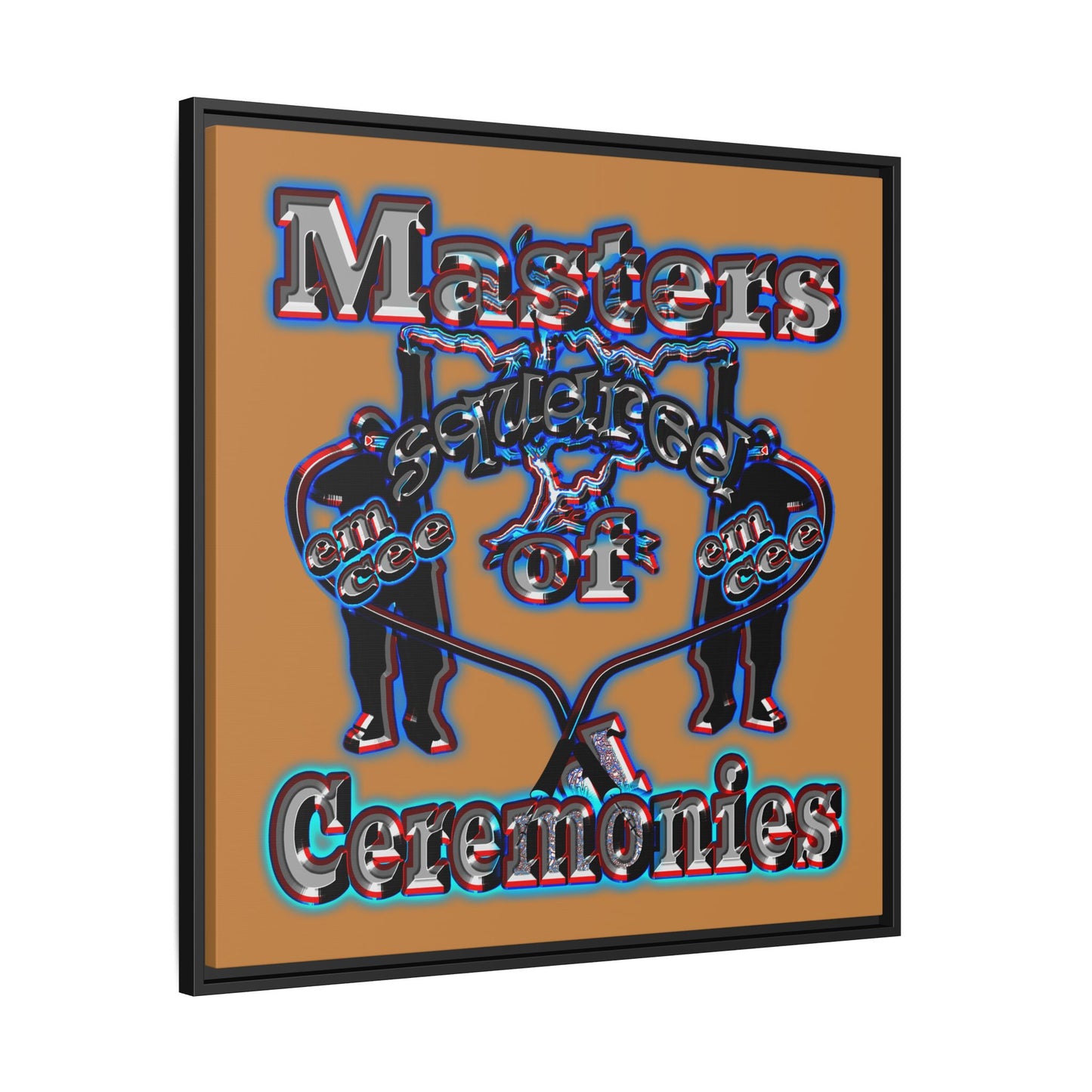 em cee squared - framed canvas art (light brown)