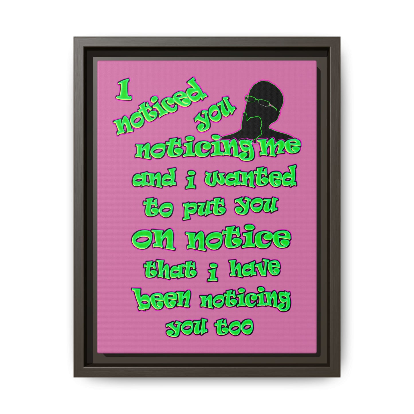 noticed you noticing - framed canvas art (light pink)