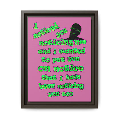 noticed you noticing - framed canvas art (light pink)