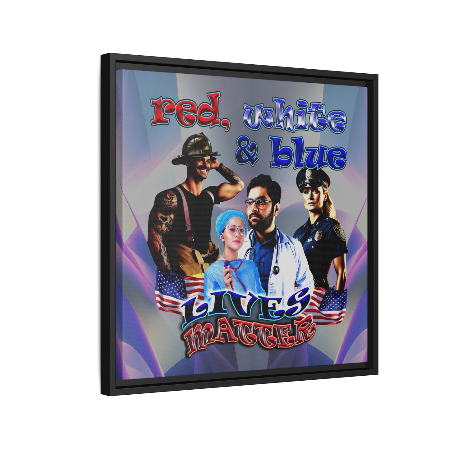 rw&b lives matter - framed canvas art (grey-pink wave)