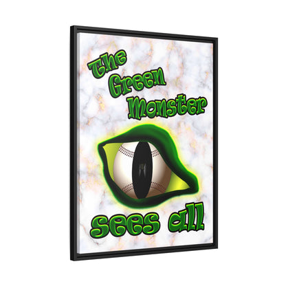 green monster - framed canvas art (white marble)