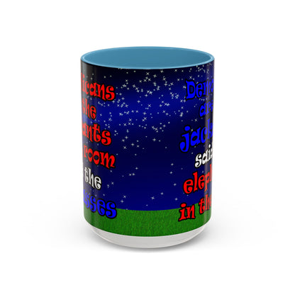 donkeys and elephants - Accent Mug ('snoops' background)