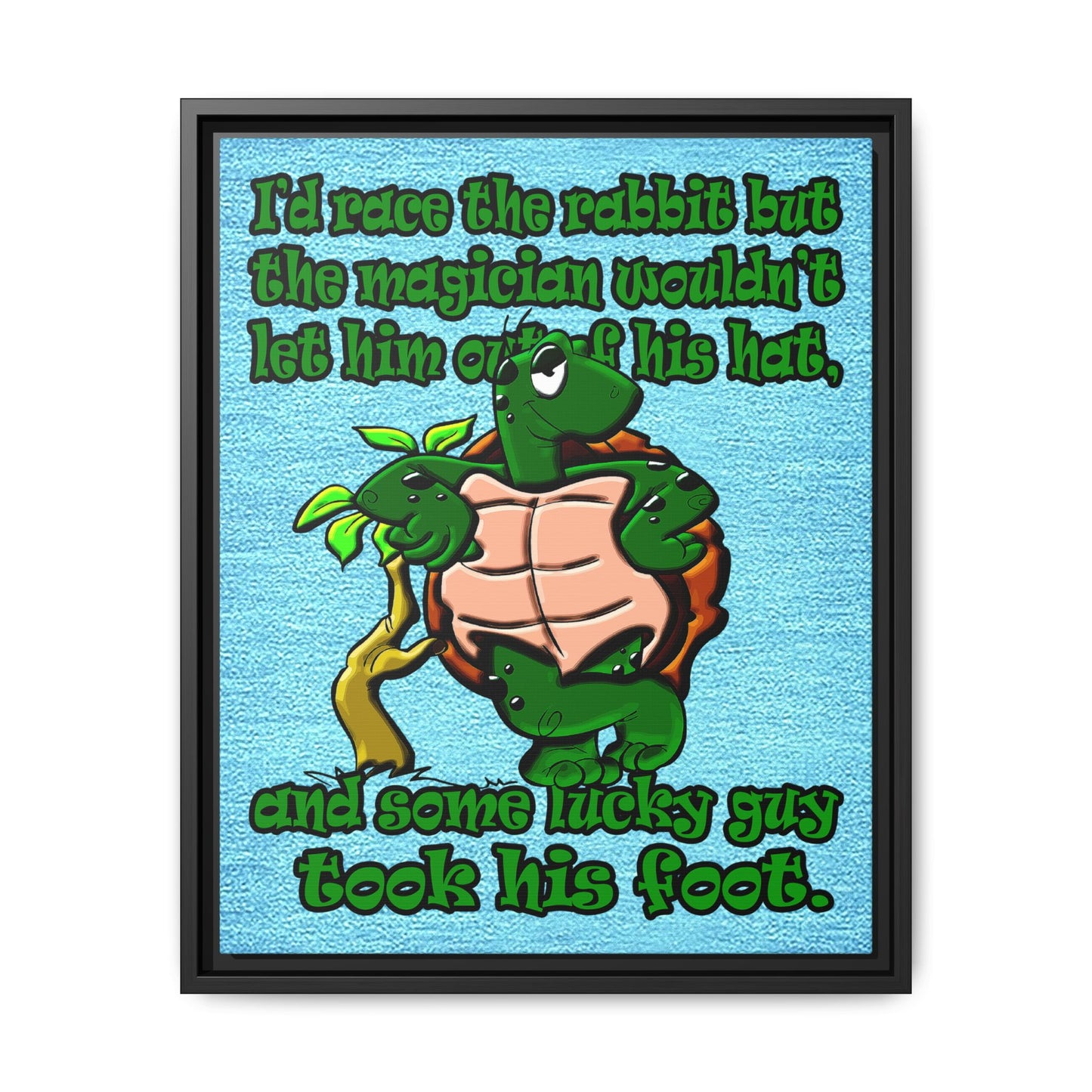 turtle race - framed canvas art (faded blue)