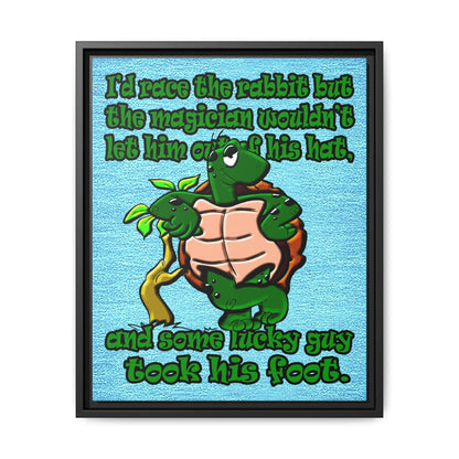 turtle race - framed canvas art (faded blue)