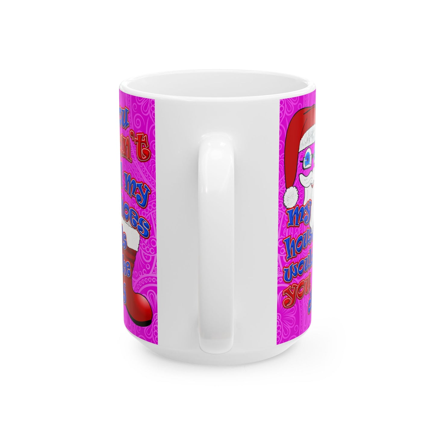 santa's shoes - White Mug (pink swirl)